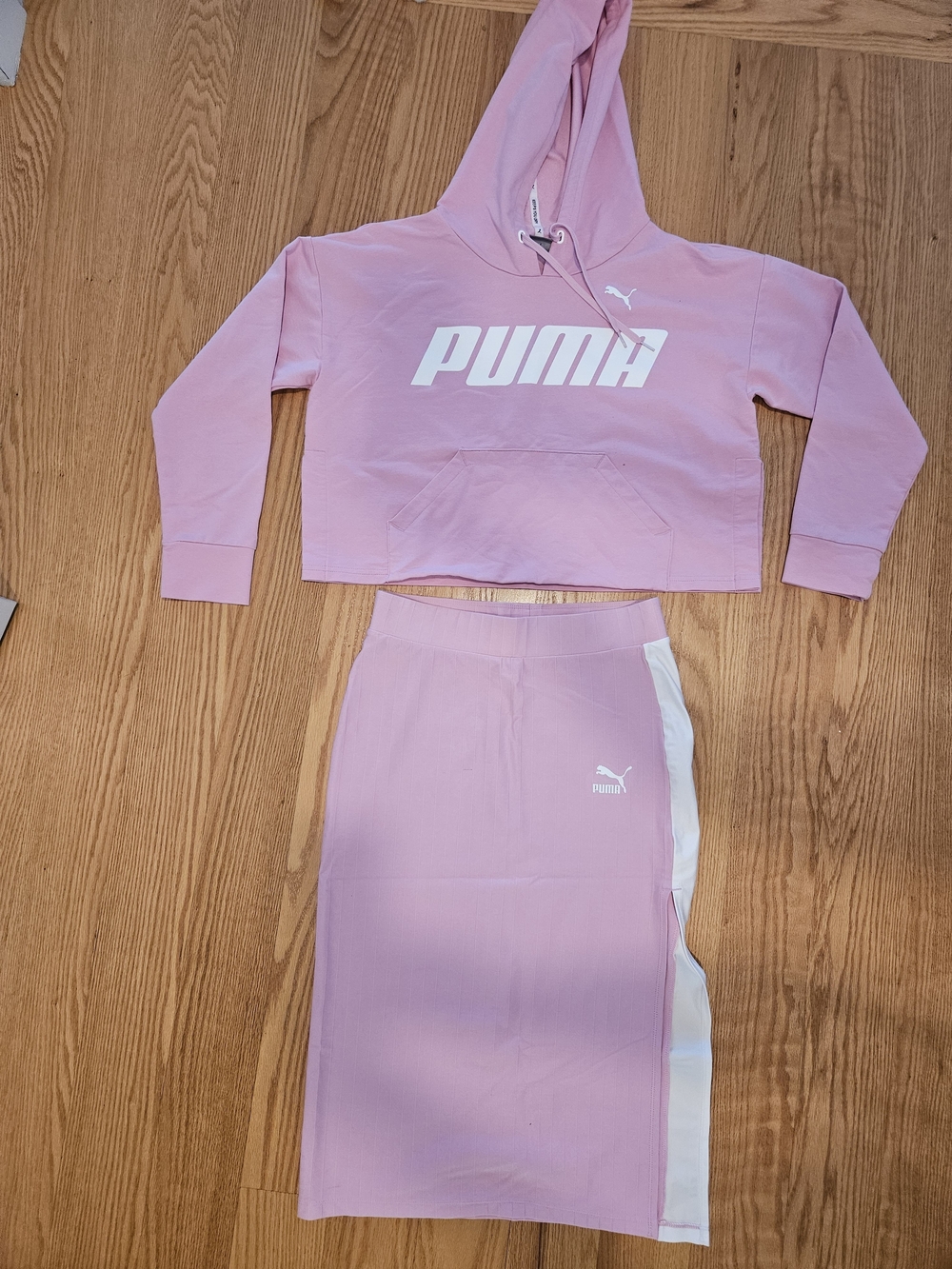 PUMA Girls' Pink Knit Midi Skirt - Athletic Style